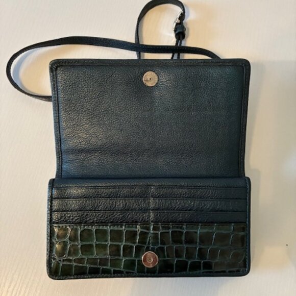Brighton crossbody wallet purse patent leather dark green. - Picture 6 of 7
